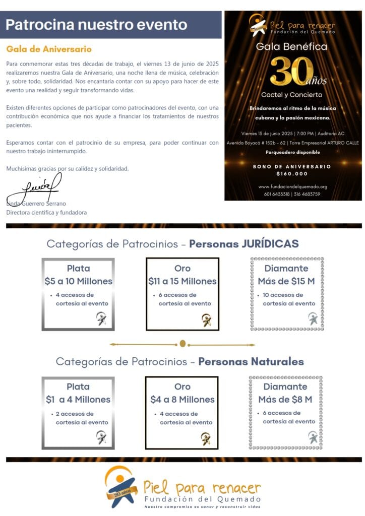 Gala Benéfica 2025: Unidos por la recuperación de pacientes quemados