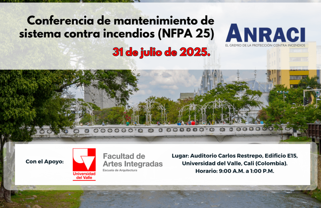 Conferencia de Mantenimiento de Sistemas Contra Incendios (NFPA 25) dentro de la ruta de Protección Contra Incendios y Seguridad Humana.