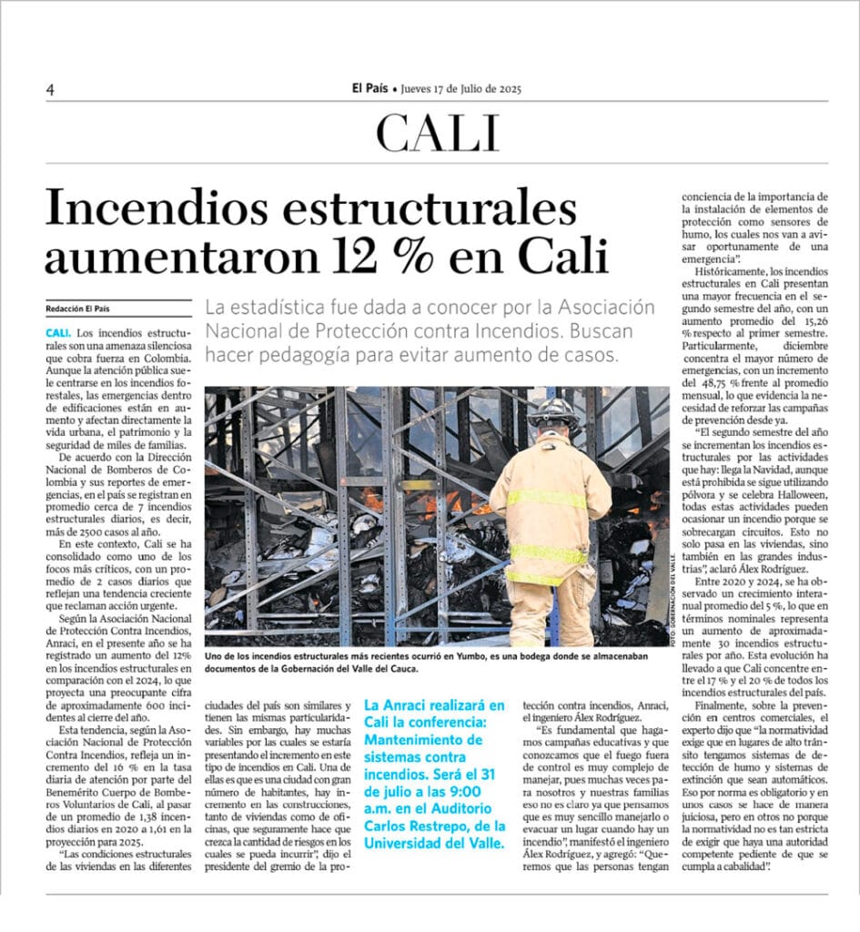 Incendios estructurales aumentan un 12 % en Cali: llamado urgente a fortalecer la prevención