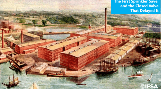 La primera activación documentada de rociadores automáticos