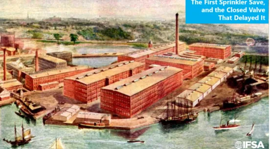 La primera activación documentada de rociadores automáticos