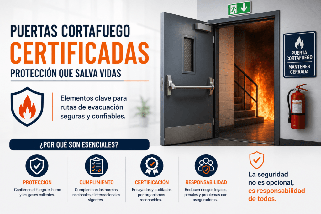 Puertas cortafuego certificadas: un elemento clave para la seguridad en evacuaciones
