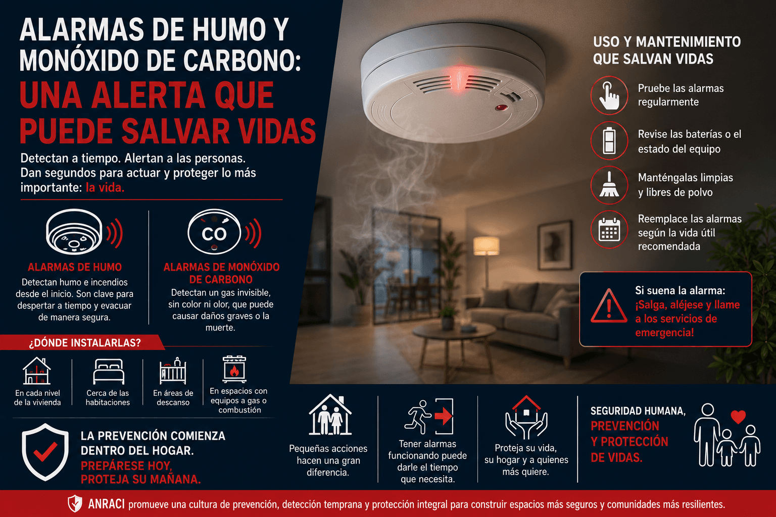 Alarmas de humo y monóxido de carbono: una alerta que puede salvar vidas