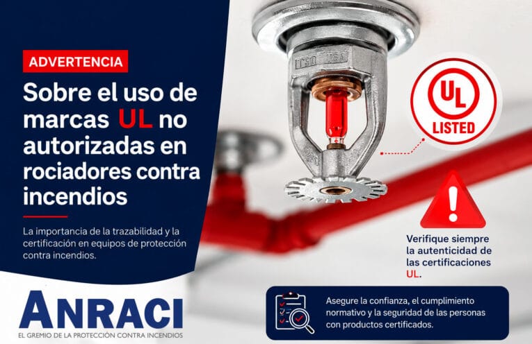 Advertencia sobre el uso de marcas UL no autorizadas en rociadores contra incendios